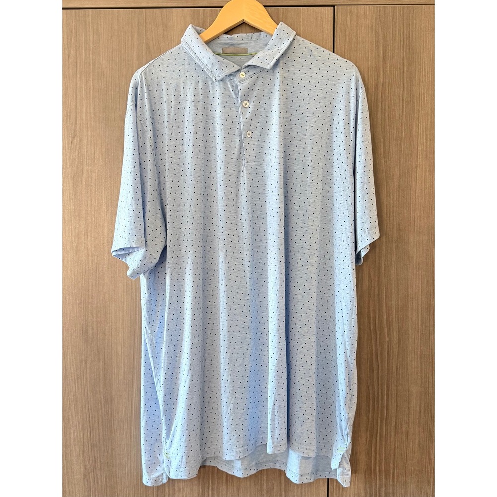 tasc Performance Mens 3XL Polo Shirt Blue Polka Dot Micro Modal Stretch